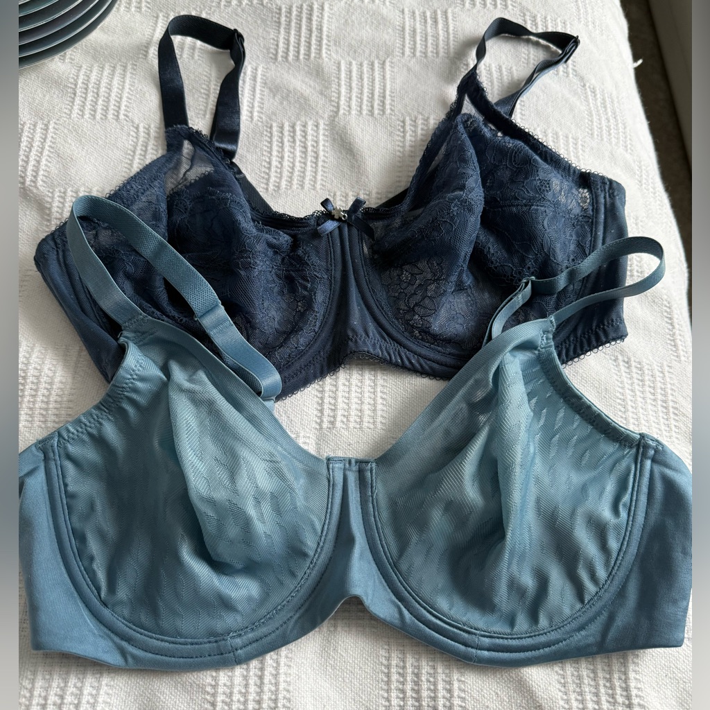 Wacoal Lace Navy And Dusty Blue Underwire Bras - Pair